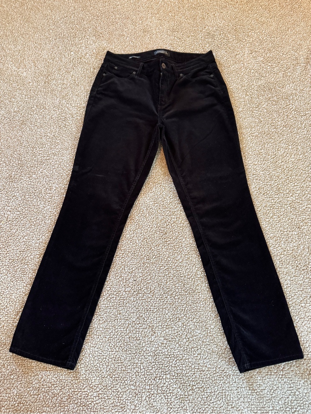 Talbots Flawless Five-Pocket Black Corduroy Straight Pants Petite 10P
